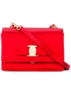 Salvatore Ferragamo Satin Ginny Shoulder Bag, Women's, Red, Cotton