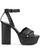 Saint Laurent Farrah 80 Cross Stud Sandals - Black