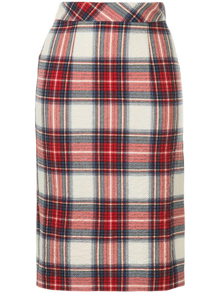 Boutique Moschino Plaid Pencil Skirt - Red