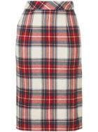 Boutique Moschino Plaid Pencil Skirt - Red