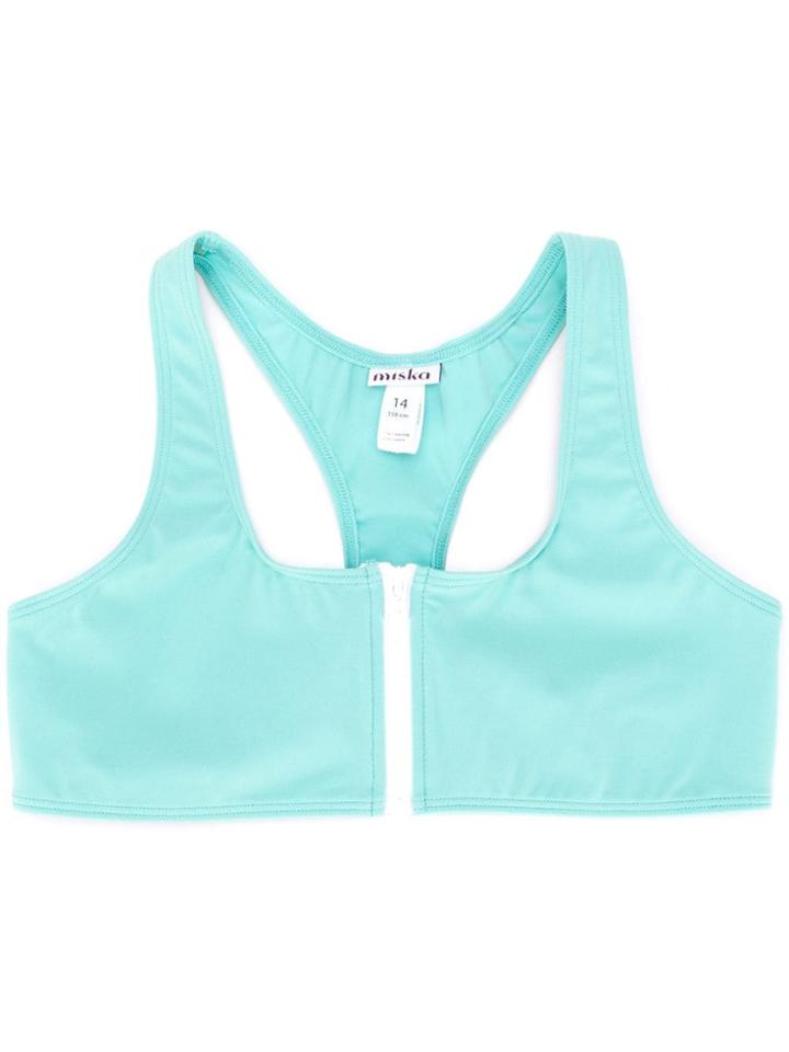 Miska Paris Zip Front Bikini Top - Blue