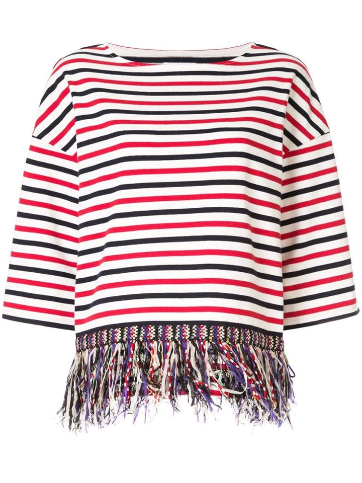Coohem Fringed Striped T-shirt - Multicolour