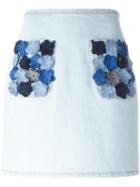 Fendi - Flower Appliqué Denim Skirt - Women - Cotton/spandex/elastane - 42, Blue, Cotton/spandex/elastane