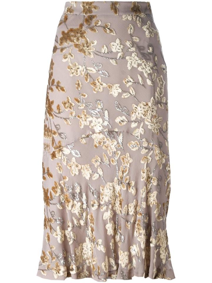 Etro Metallic Jacquard Skirt, Women's, Size: 46, Nude/neutrals, Silk/polyamide/viscose