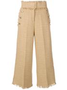 Msgm Flared Cropped Trousers - Nude & Neutrals