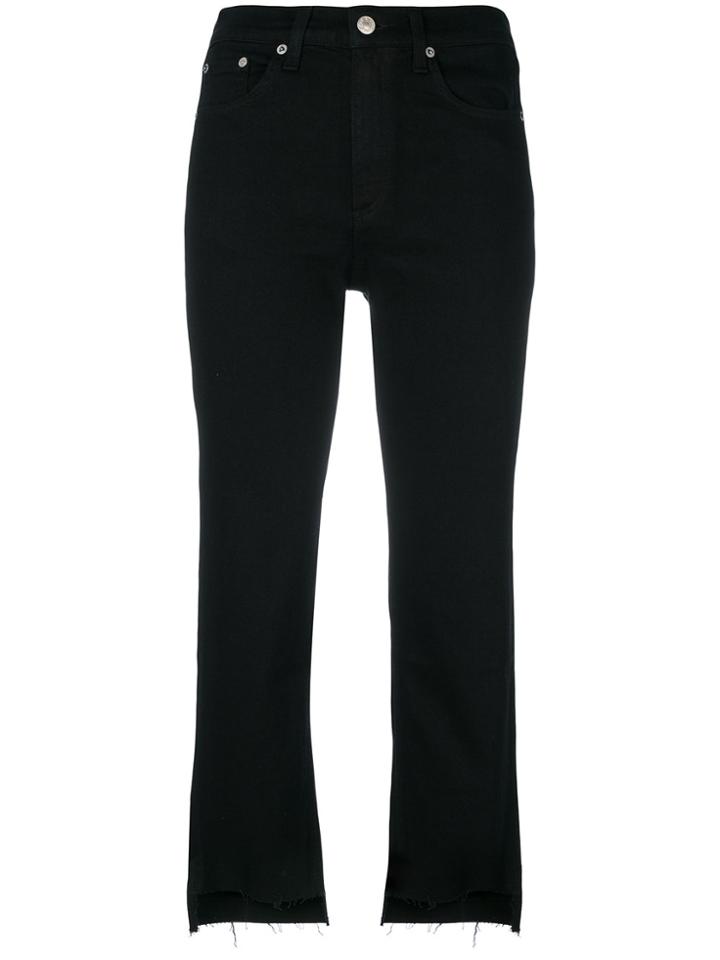 Rag & Bone Frayed Cropped Jeans - Black