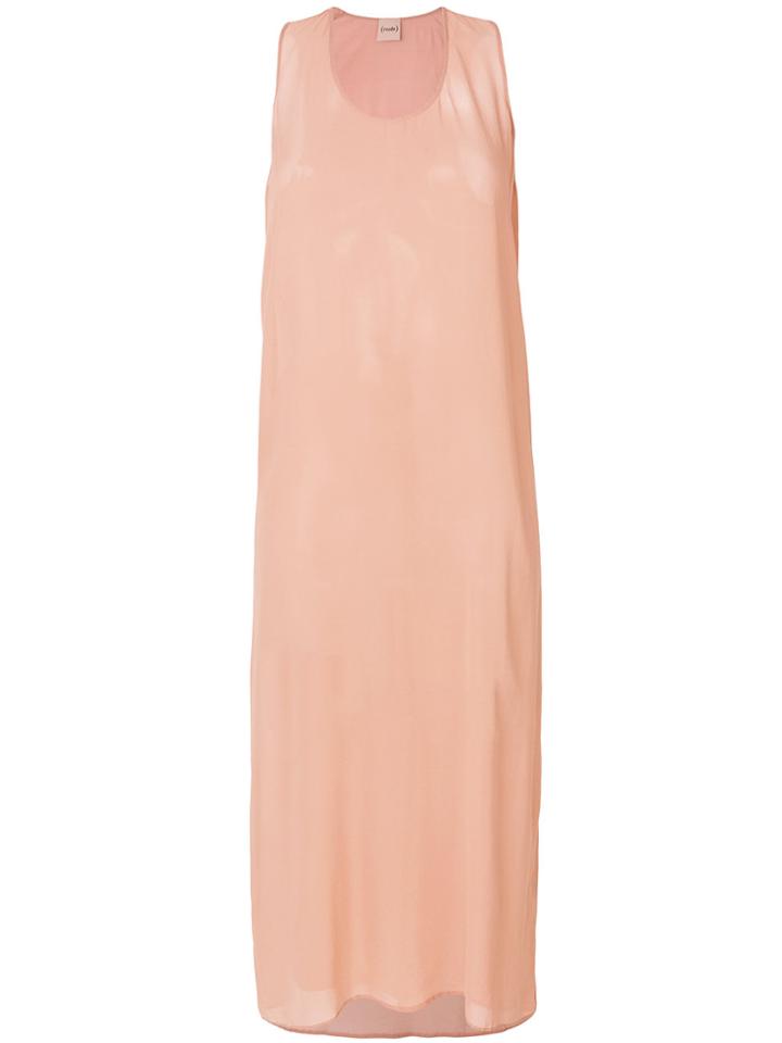 Nude Fluid Sheer Dress - Pink & Purple