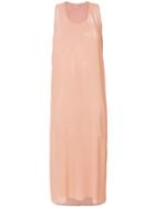 Nude Fluid Sheer Dress - Pink & Purple