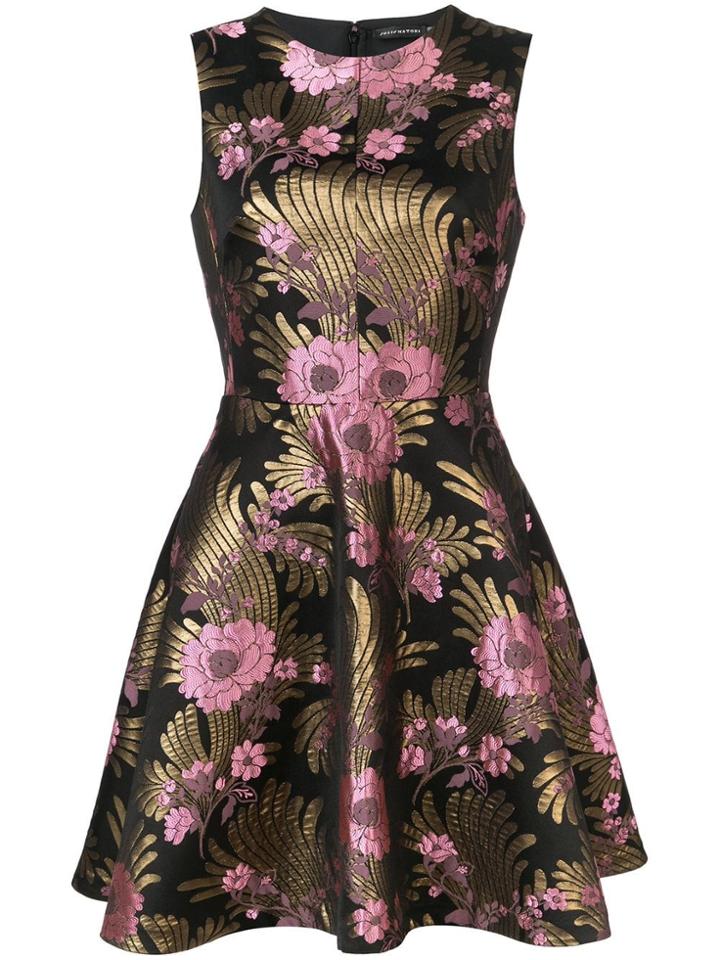 Josie Natori Jacquard Fit-and-flare Dress - Black