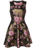 Josie Natori Jacquard Fit-and-flare Dress - Black