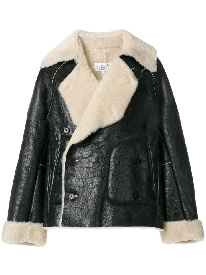 Maison Margiela Shearling Lined Biker Jacket - Black