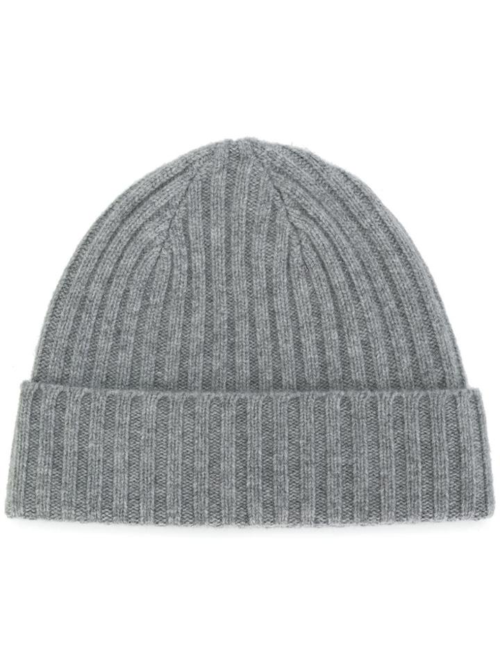 N.peal Chunky Ribbed Knit Beanie Hat - Grey