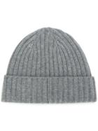 N.peal Chunky Ribbed Knit Beanie Hat - Grey