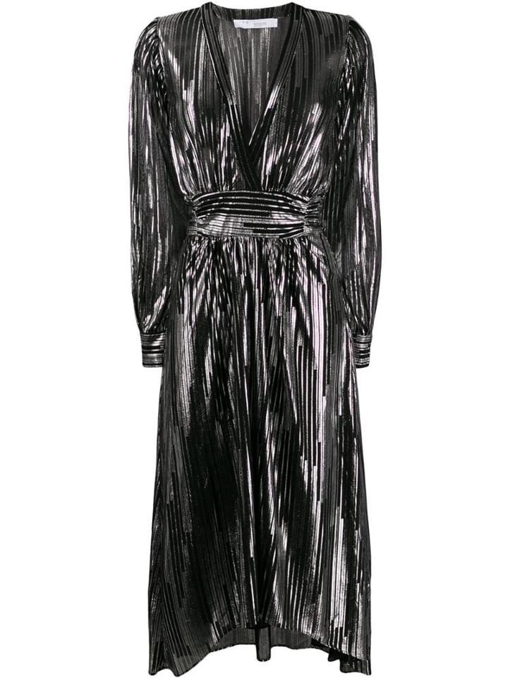 Iro Metallic Striped Midi Dress - Black