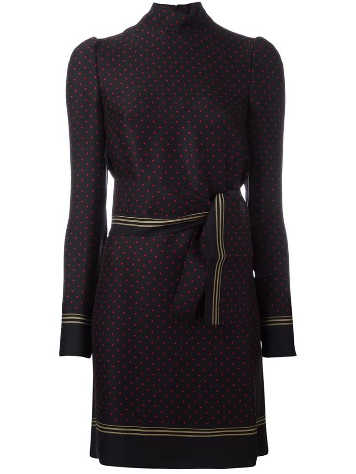Philosophy Di Lorenzo Serafini Belted Polka Dot Print Dress, Women's, Size: 40, Black, Rayon