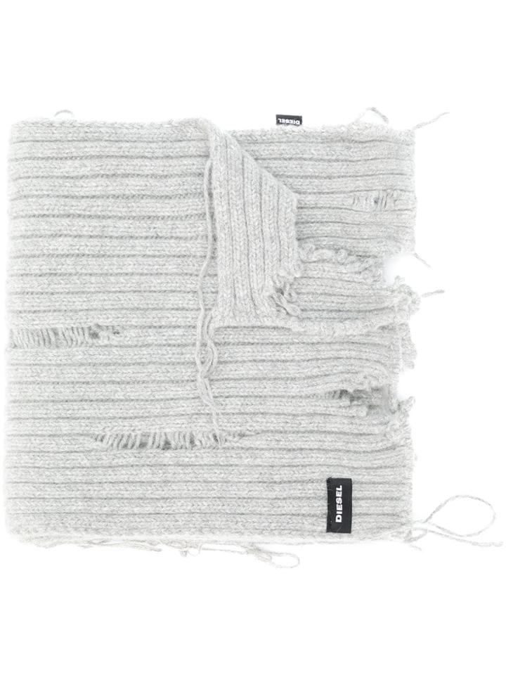 Diesel Distressed Wide Scarf - Grey