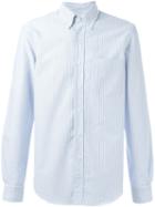 Aspesi Striped Button Down Shirt, Men's, Size: 43, Blue, Cotton