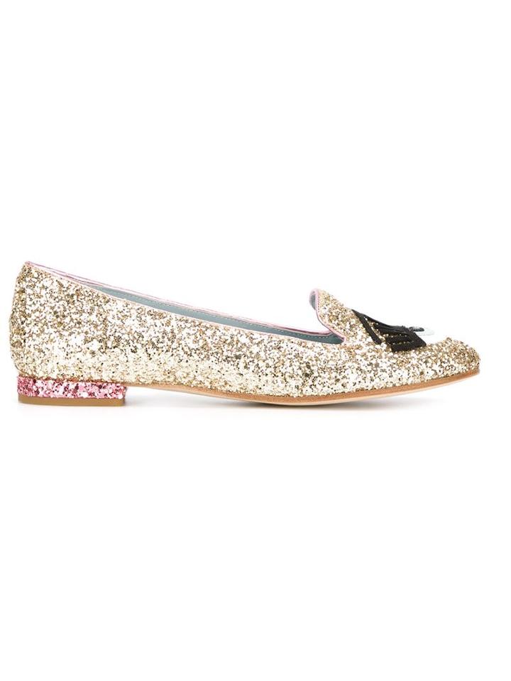 Chiara Ferragni Flirting Glitter Slippers, Women's, Size: 36, Grey, Leather/pvc