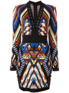 Balmain Inca Pattern Dress, Women's, Size: 36, Viscose
