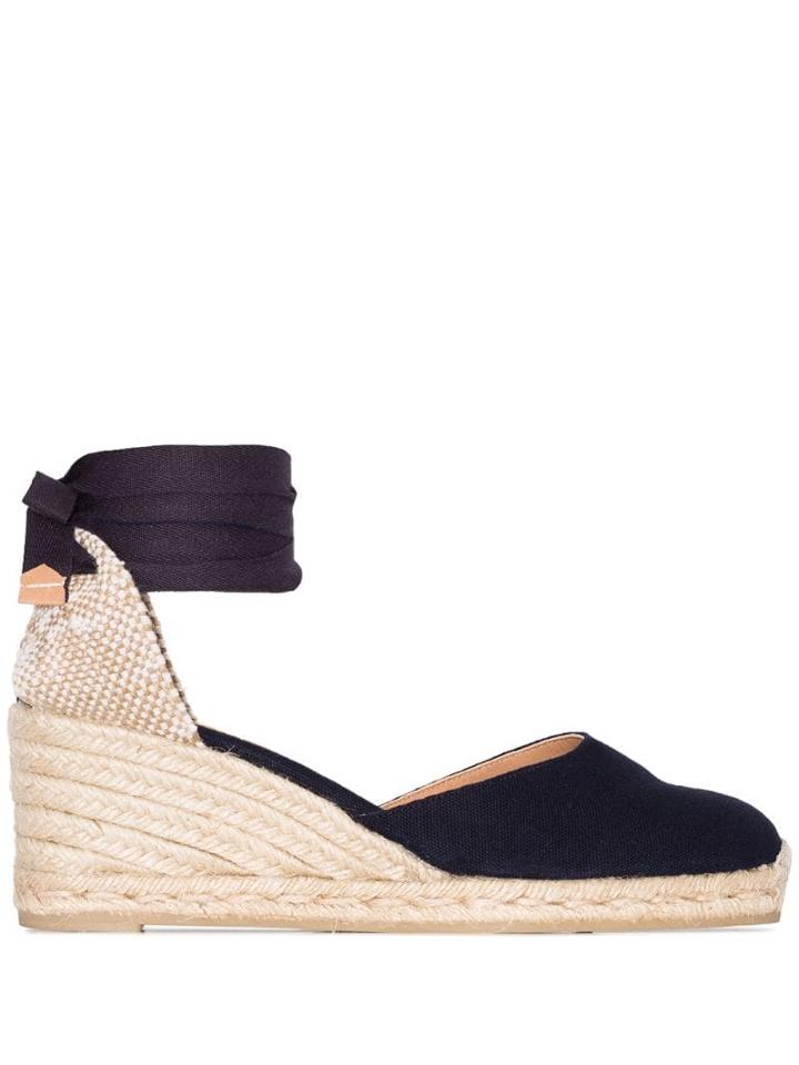 Castañer Carina 60 Ankle-tie Wedge Sandals - Blue