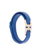 Salvatore Ferragamo Gancini Bracelet, Women's, Blue, Calf Leather/brass