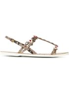 Car Shoe Embellished Flat Sandals, Women's, Size: 36.5, Leather/rubber