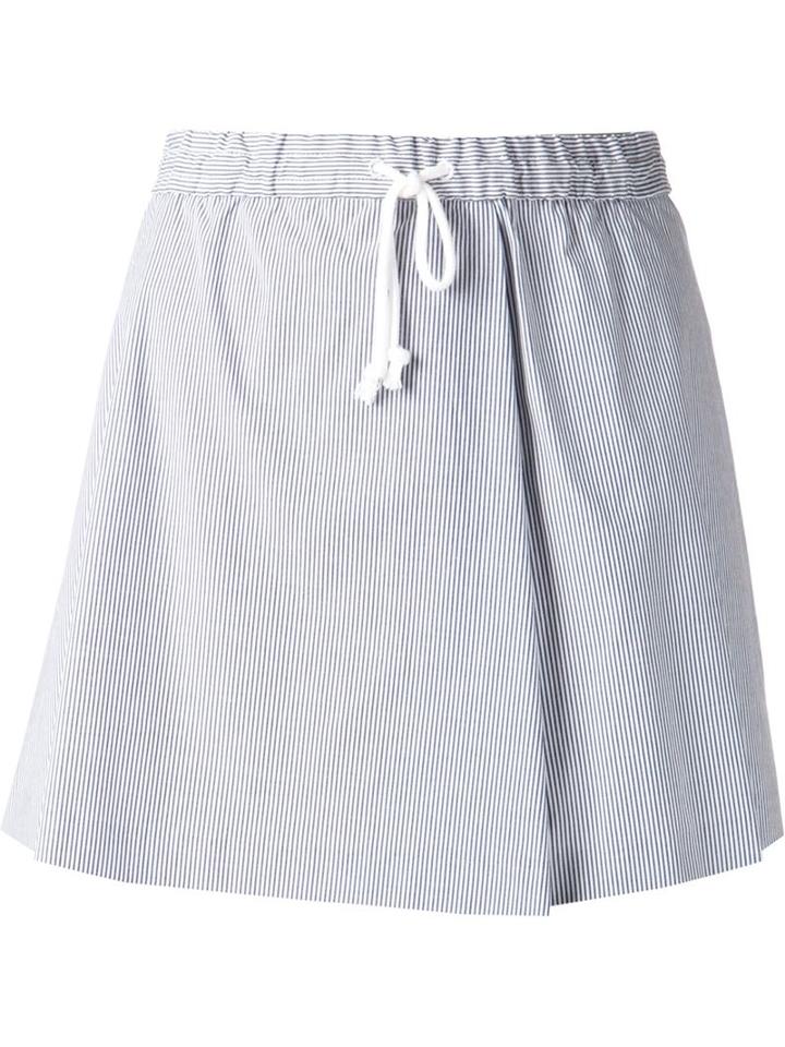 Thakoon Addition Striped Shorts, Women's, Size: 4, Grey, Cotton/spandex/elastane