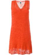 M Missoni V-neck Knit Dress, Women's, Size: 38, Yellow/orange, Cotton/acrylic/polyamide/wool