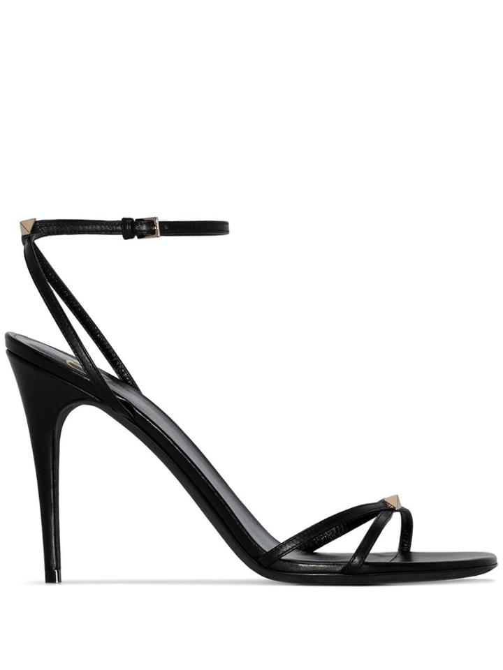 Valentino Black Garavani 100 Stud Embellished Strappy Leather Sandals
