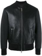 Neil Barrett Tattooed Statue Leather Bomber Jacket, Men's, Size: Large, Black, Lamb Skin/viscose/spandex/elastane
