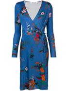 Dvf Diane Von Furstenberg Floral Print Wrap Dress - Blue