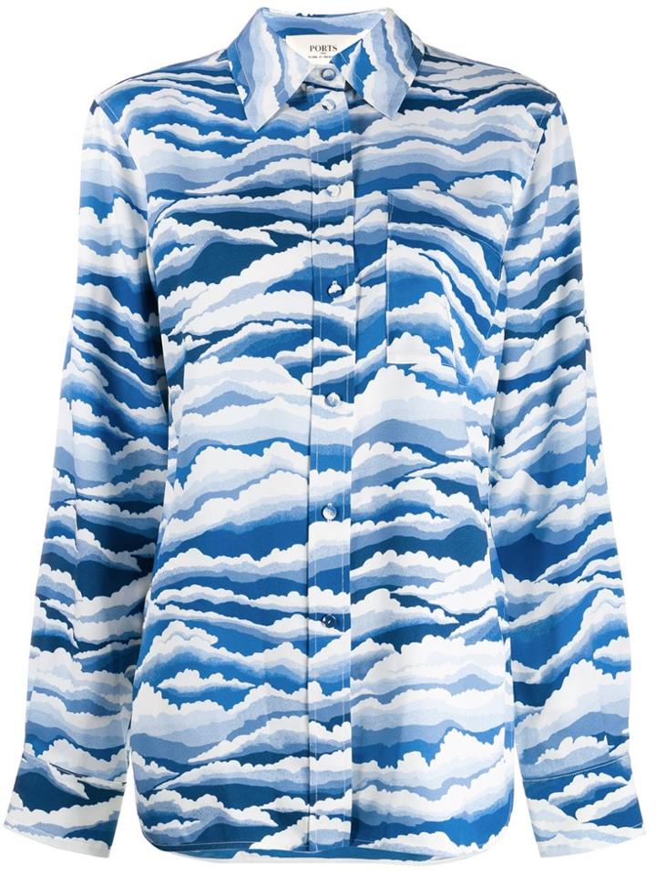 Ports 1961 Cloud Print Shirt - Blue
