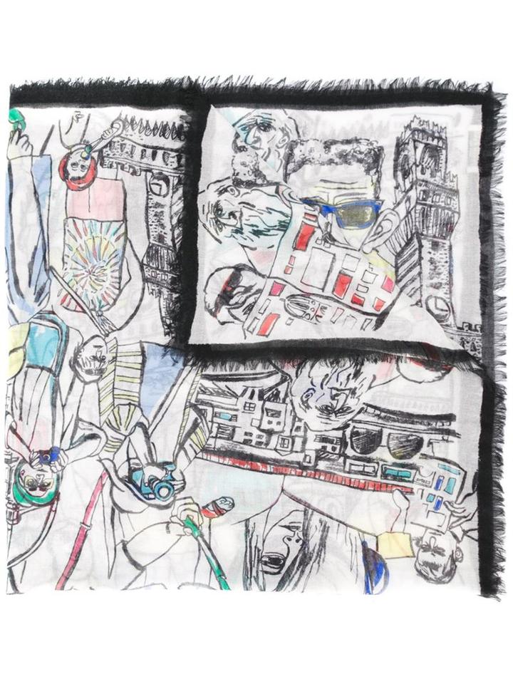 Emilio Pucci Illustration Print Scarf