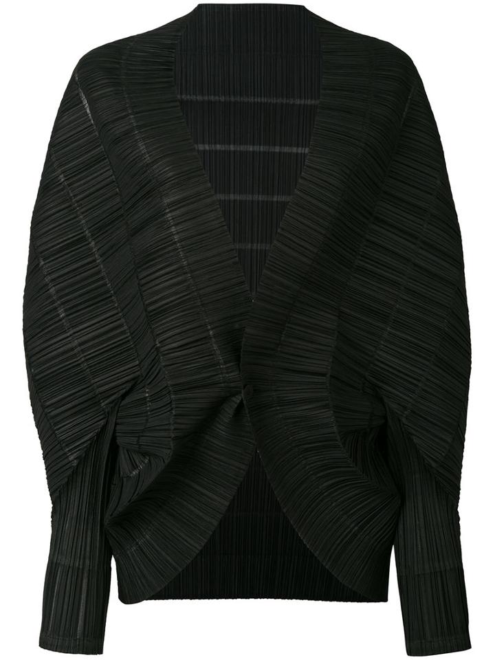 Pleats Please By Issey Miyake - Paneled Batwing Sleeve Jacket - Women - Polyester - 2, Black, Polyester