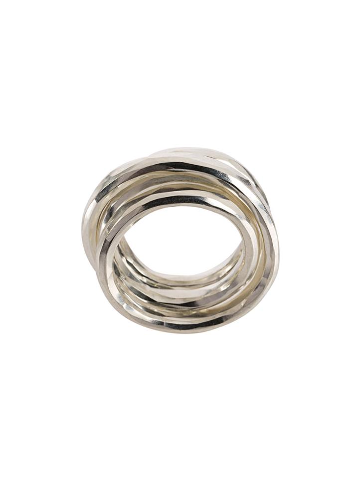 Werkstatt:münchen Multi Band Hammered Ring - Metallic