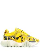 Versace Squalo Baroque Print Sneakers - Yellow