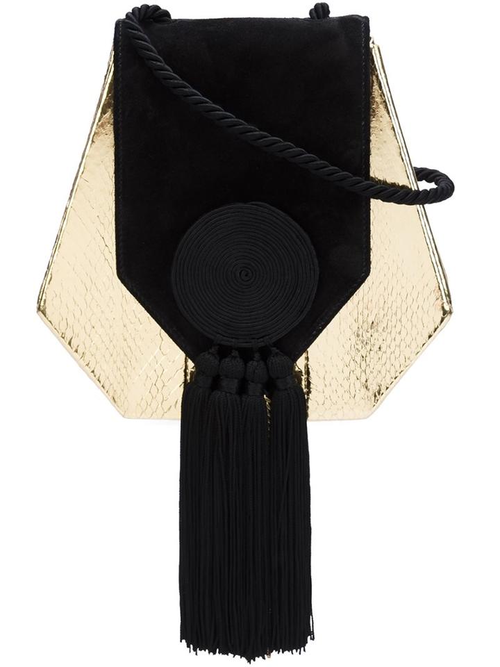 Saint Laurent Tassel Evening Crossbody Bag, Women's, Yellow/orange