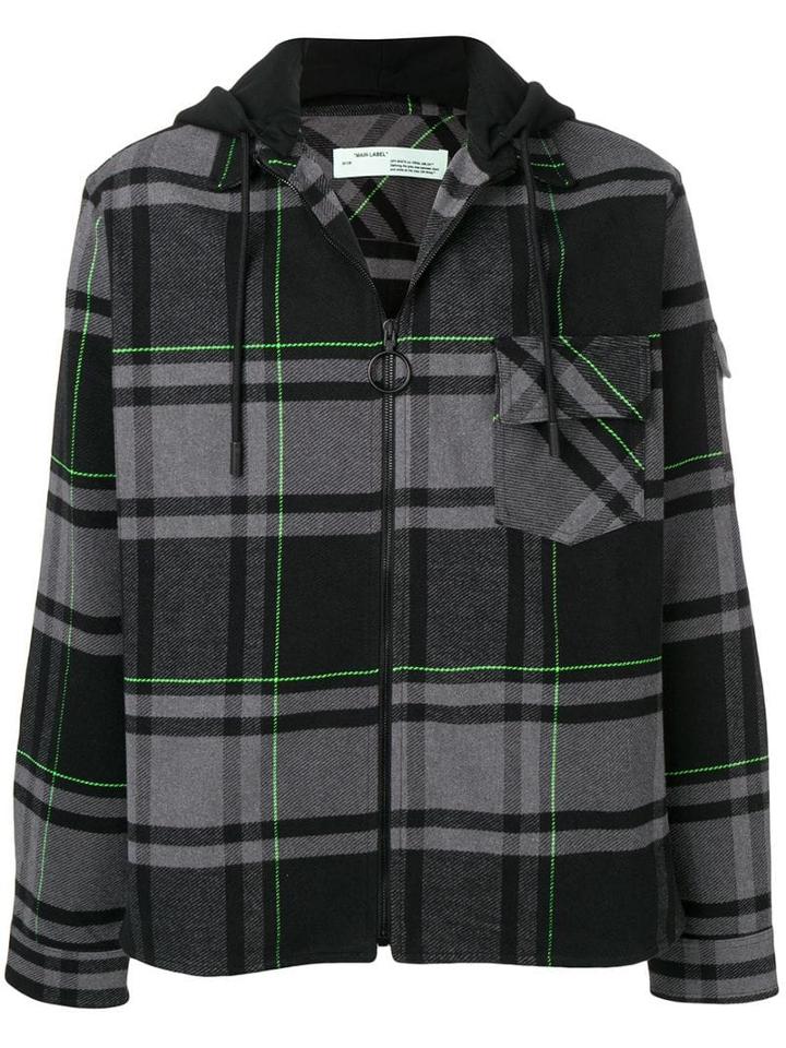 Off-white Checked Zip-up Jacket - Grey