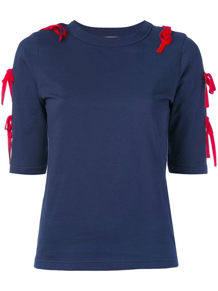 Jour/né - Knot Detail T-shirt - Women - Cotton - 34, Blue, Cotton