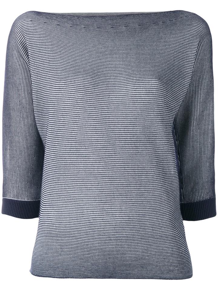 Armani Jeans - Striped Sweater - Women - Polyester/viscose - 38, Blue, Polyester/viscose