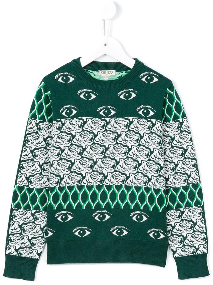 Kenzo Kids 'eye & Tiger' Jumper, Boy's, Size: 10 Yrs, Green
