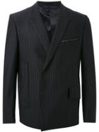 Consistence Double-breasted Pinstripe Blazer - Black