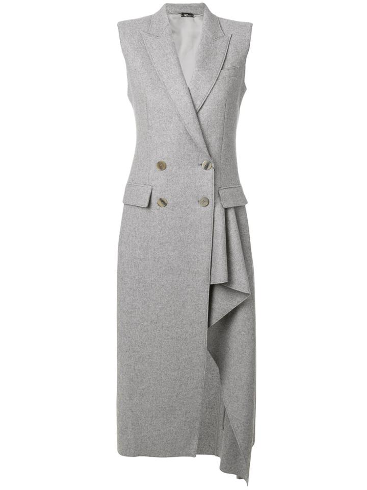 Alexander Mcqueen Asymmetric Double Breasted Coat - Grey