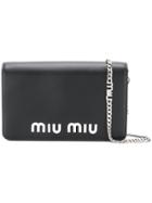 Miu Miu Logo Plaque Crossbody Bag - Black