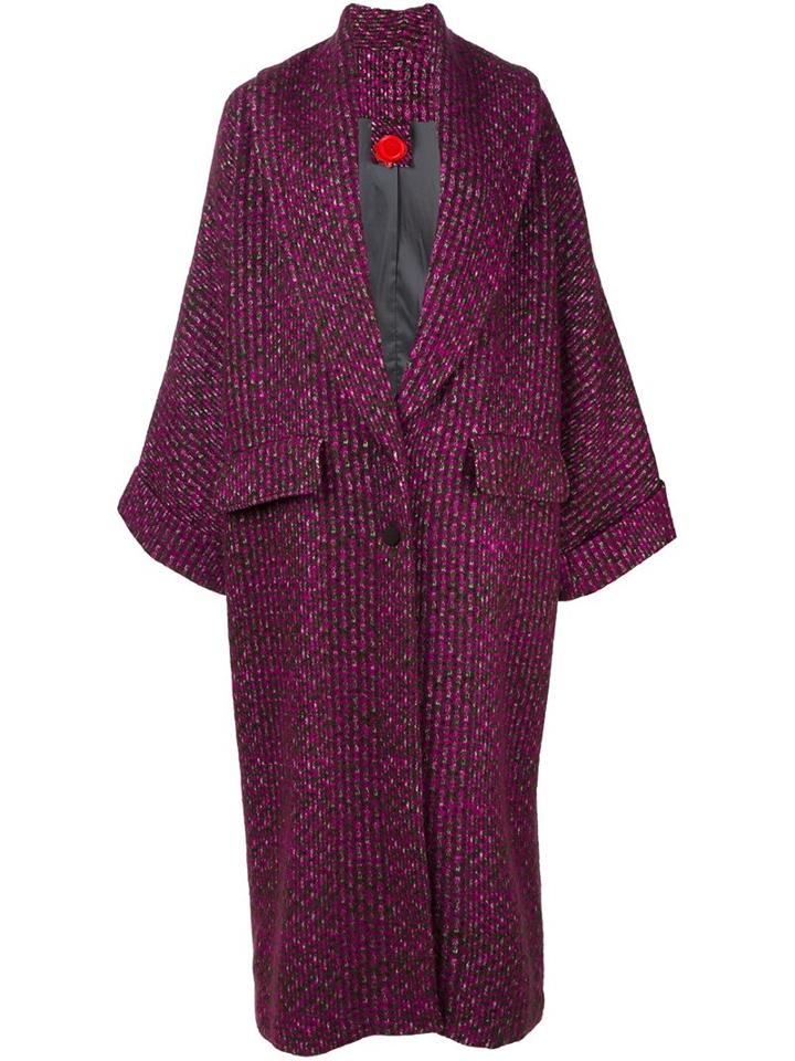 Ultràchic Plaid Oversized Coat, Women's, Size: 36, Pink/purple, Cotton/acrylic/nylon/pbt Elite