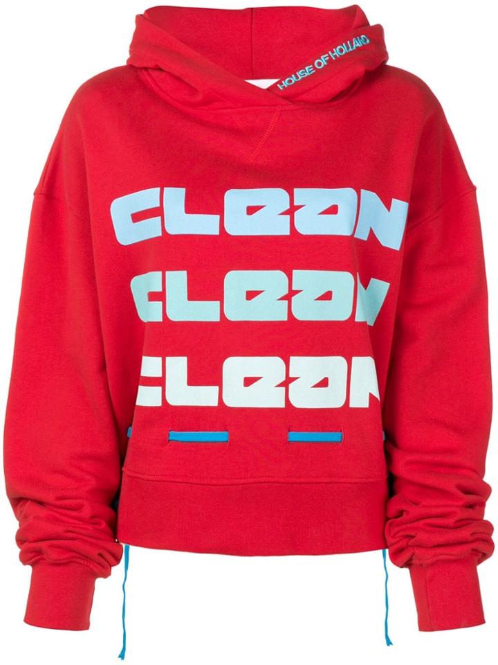 House Of Holland 'clean Dirty' Two-way Hoodie - Red