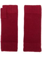N.peal Fingerless Knitted Gloves - Red