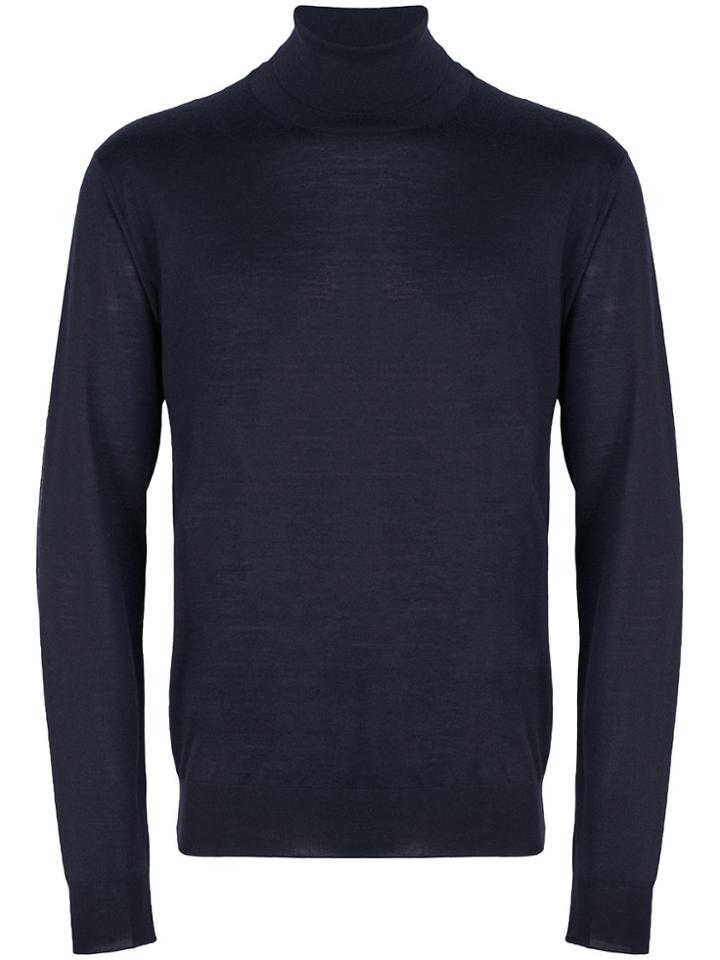 Corneliani Turtle-neck Fitted Sweater - Blue