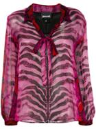 Just Cavalli Animal-print Sheer Blouse - Pink & Purple