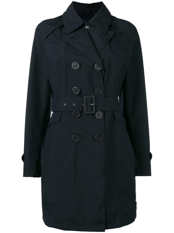 Herno Belted Trench Coat, Women's, Size: 48, Blue, Polyester/fluorofibra